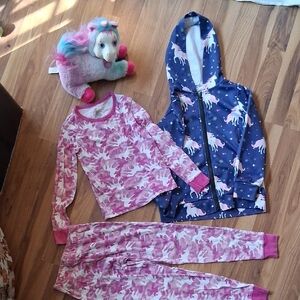 Just Love Pink Camo Pajama Set with Navy Unicorn Hoodie